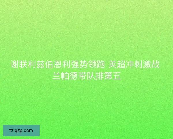 谢联利兹伯恩利强势领跑 英超冲刺激战 兰帕德带队排第五
