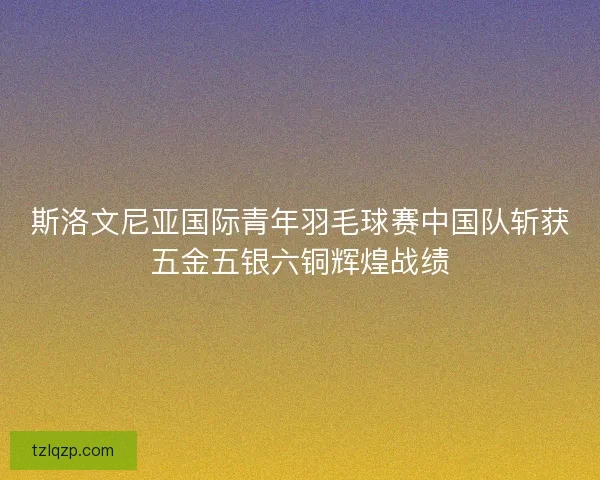 斯洛文尼亚国际青年羽毛球赛中国队斩获五金五银六铜辉煌战绩